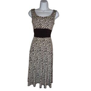 Perceptions Petite Brown Beige Sleeveless Scoop Neck Midi Sheath Dress 6P